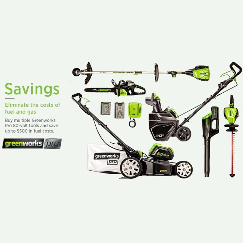 Greenworks 80V Аккумуляторный бесщеточный газонокосилка стальная палуба 21 дюймов 3 в 1