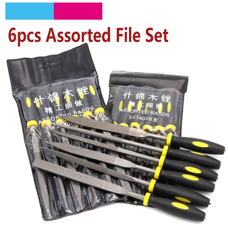 

6PCS/Set 140/160/180mm Assorted File Mini Rasp Diamond Needle File set Repair Tool Wood Grinding Hand File Tools