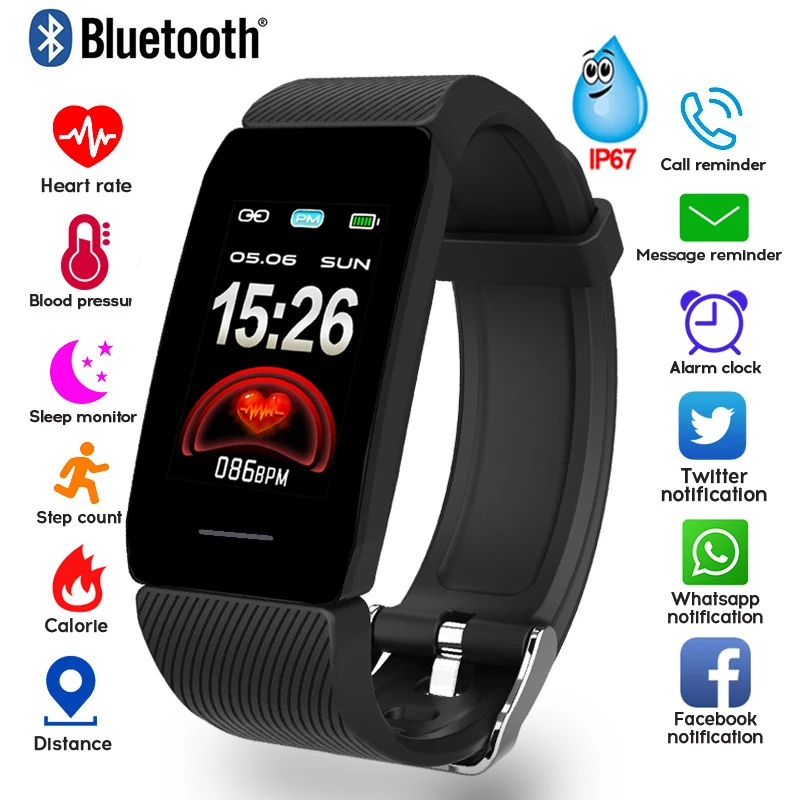 

1.14 Smart Band Weather Display Blood Pressure Heart Rate Monitor Fitness Tracker Smart Watch Bracelet Waterproof Men Women Kids