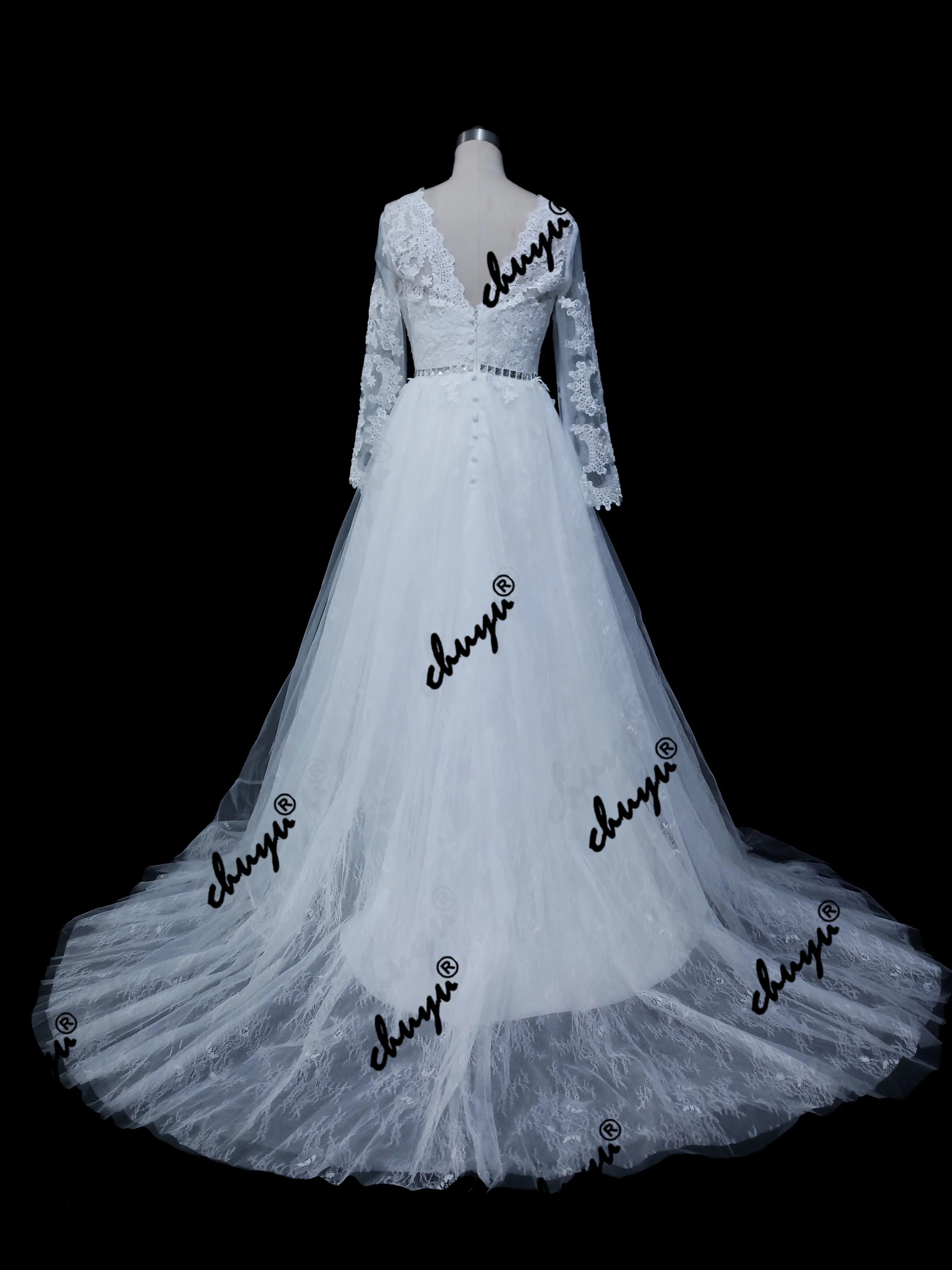 Платье свадебное ТРАПЕЦИЕВИДНОЕ Тюлевое кружевное длинное платье с длинным