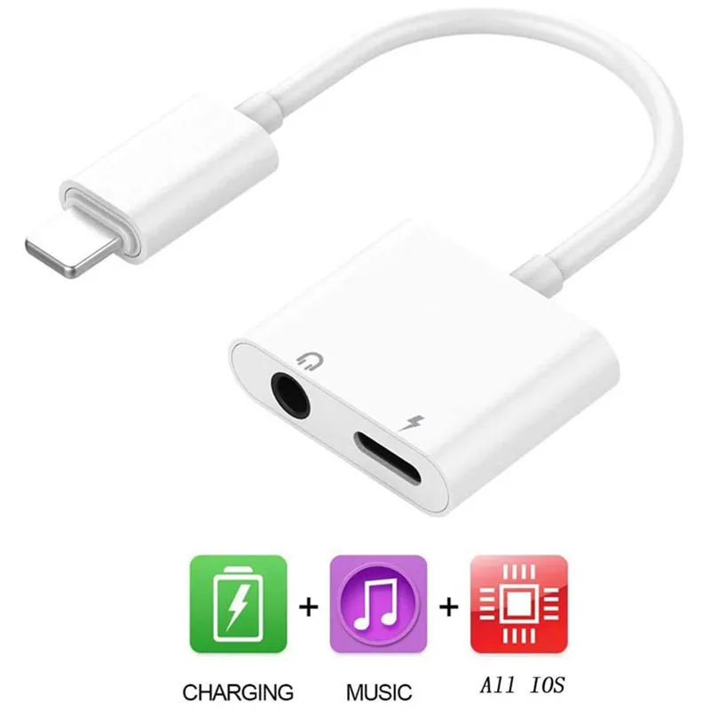 2 в 1 адаптер 3 5 мм разъем для наушников аудио и Lightning Зарядные адаптеры IPhone 11 Pro Max XS