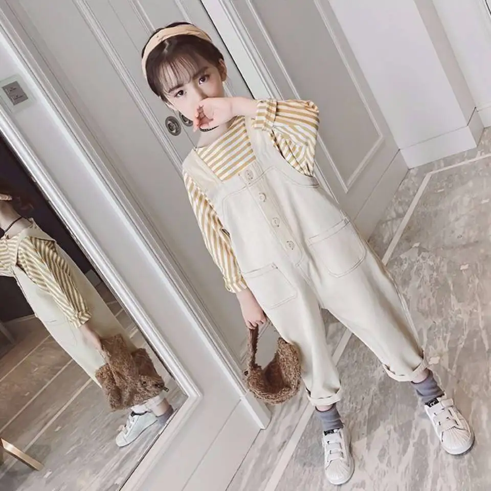

Casual Loose 2020 Girls Overalls For Spring And Autumn Children's Clothing Kids Girl Cotton Girl Bib Pants For Girl 3-12 Yrs
