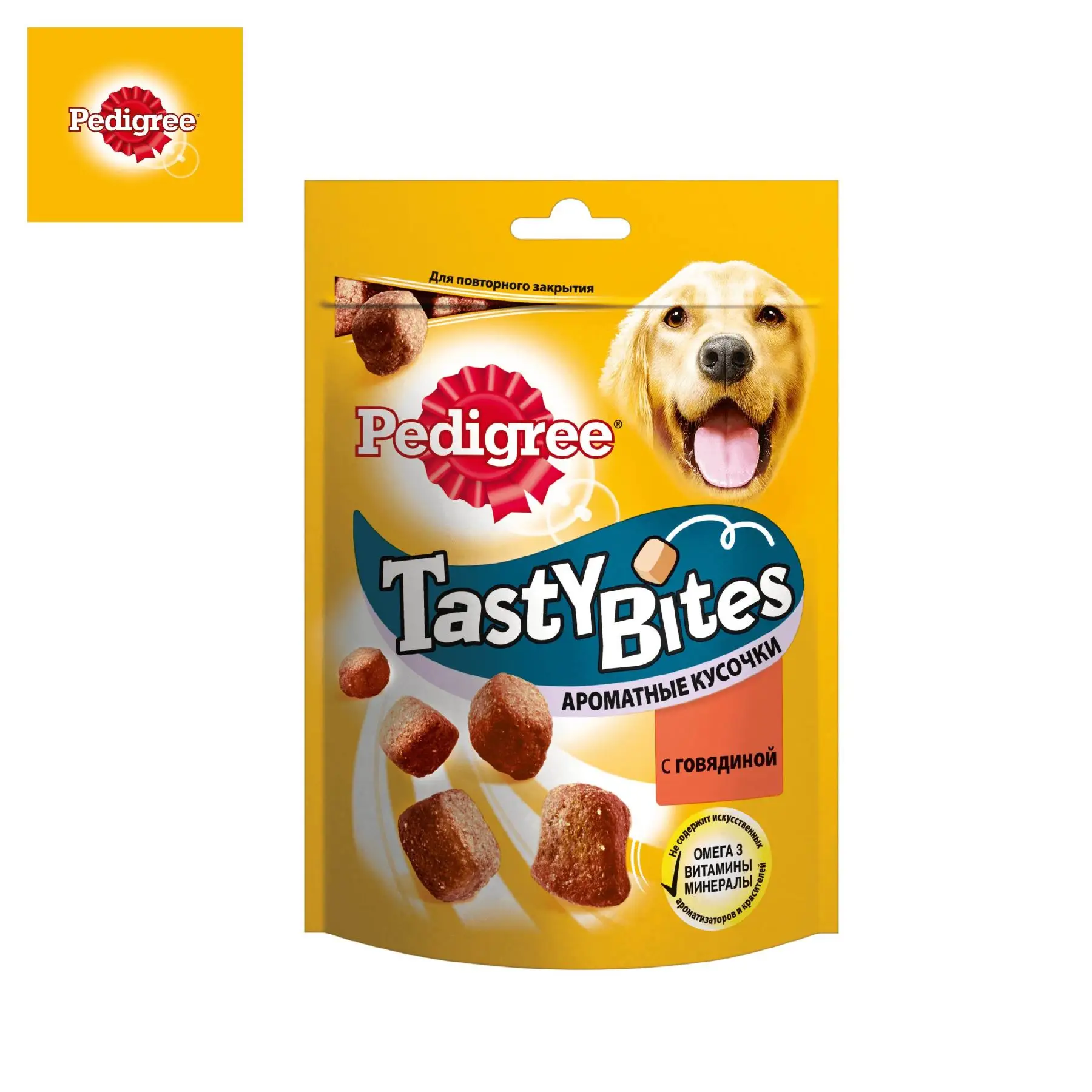 Лакомство для взрослых собак Pedigree Tasty Bites ароматные кусочки с говядиной 130