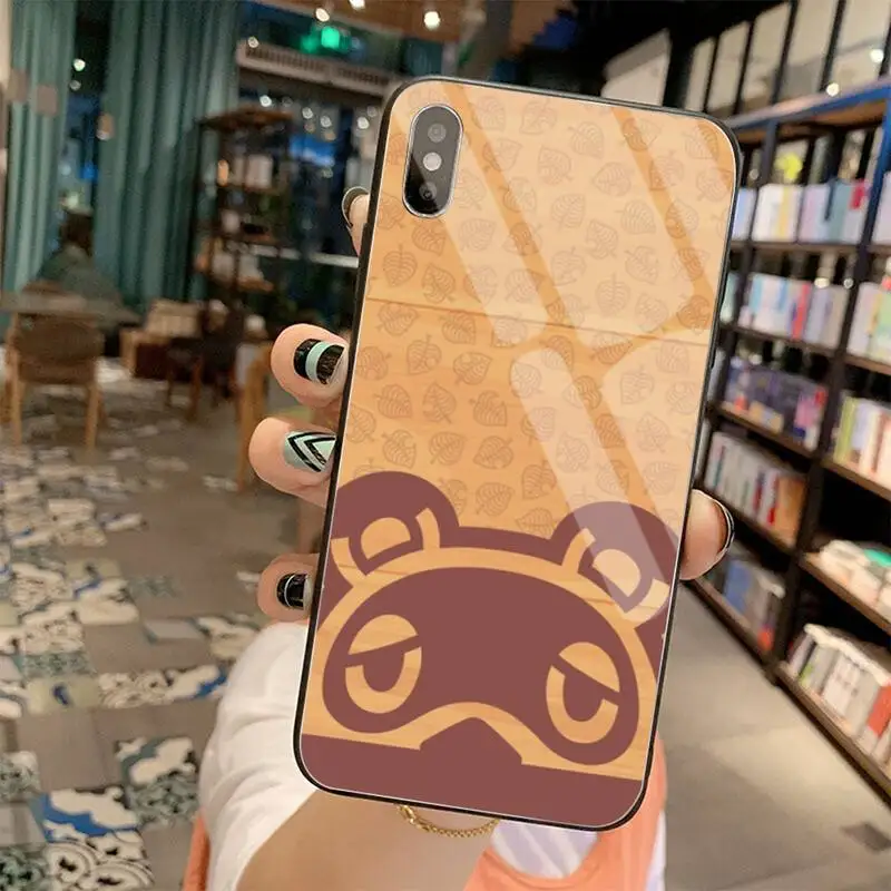 

CUTEWANAN Animal Crossing Leaf Phone Case Tempered Glass For iPhone 11 Pro XR XS MAX 8 X 7 6S 6 Plus SE 2020 case