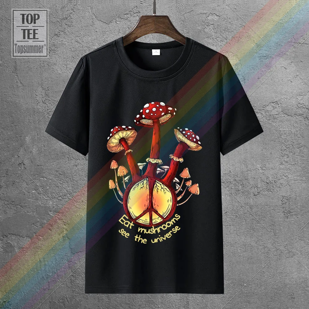 

Eat Mushrooms See The Universe Men T Shirt Black Cotton S 4Xl