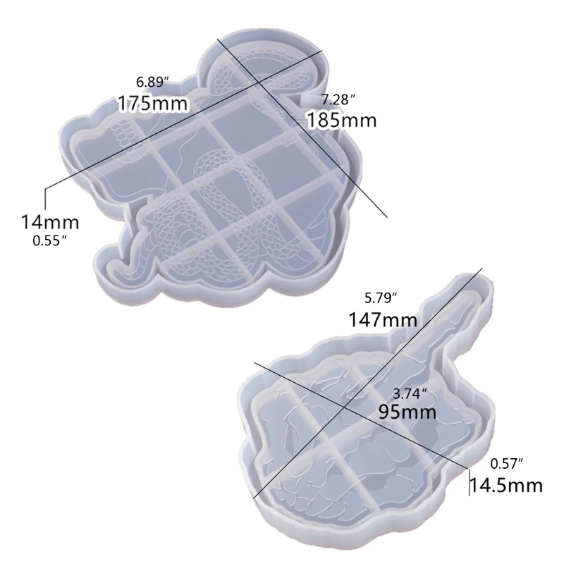 

D2TD DIY Skull Head Shape Tray Mold Resin Skull Hand Snake Head Silicone Tray Mold