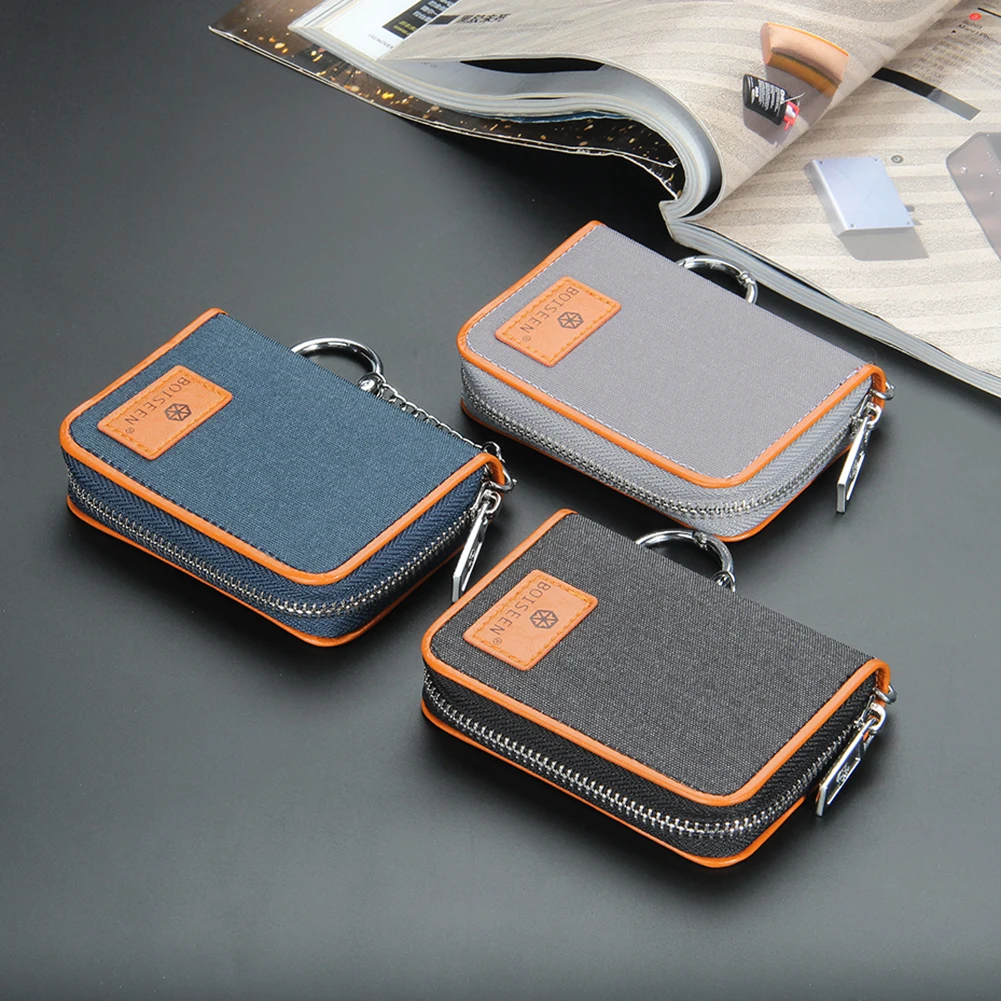 

Men Vintage Patchwork Canvas Mini Wallets Multi Layers Card Holder Male Zip around Anti-theft Minimalist Short Purse