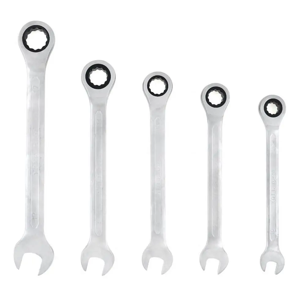 

5pcs 10-17mm /10pcs 6-18mm Combination Spanner Set Professional Ratchet Wrench Tool for Maintenance Polished Chrome