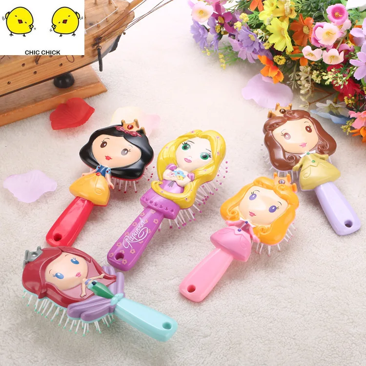 Мультяшная детская расческа 3D Принцесса Волосы Щетки Уход за волосами малышка
