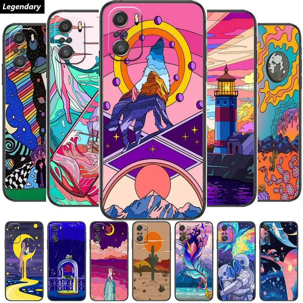 

Aesthetic art Phone Case For xiaomi redmi 11 Lite pro Ultra 10 9 8 MIX 4 FOLD 10T Black Cover Silicone Back Prett