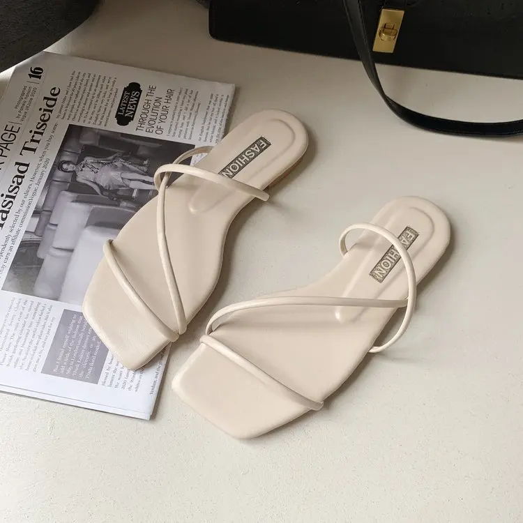 

Slippers Women Summer Slides Shoes Pantofle Fashion Big Size Low Shale Female Beach 2021 Luxury Flat Sabot Fabric PU Rubber Rome