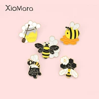 bee family enamel pins honeycomb sweet honey brooches lapel badges cartoon insect jewelry gifts for kid friend wholesale pin