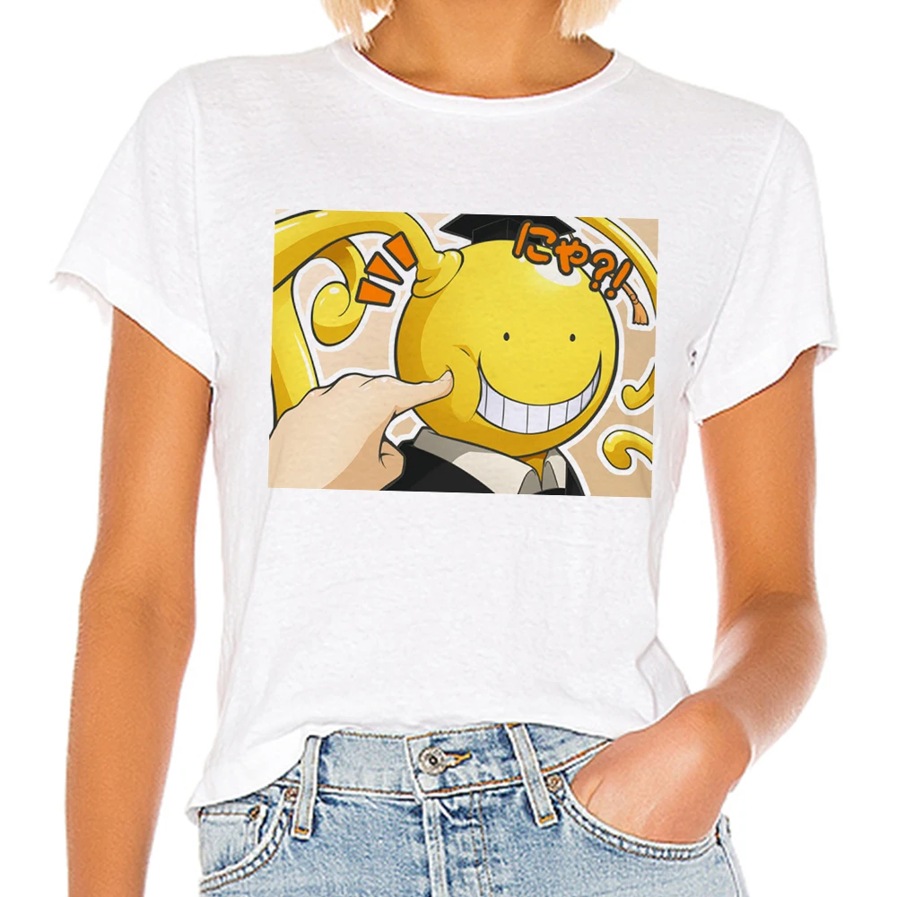 

Women's T-shirts Cartoon Anime Smiling Face Of The Principal Print Streetwear Cute Japanese Clothes Gothic Top Graphic Tshirts