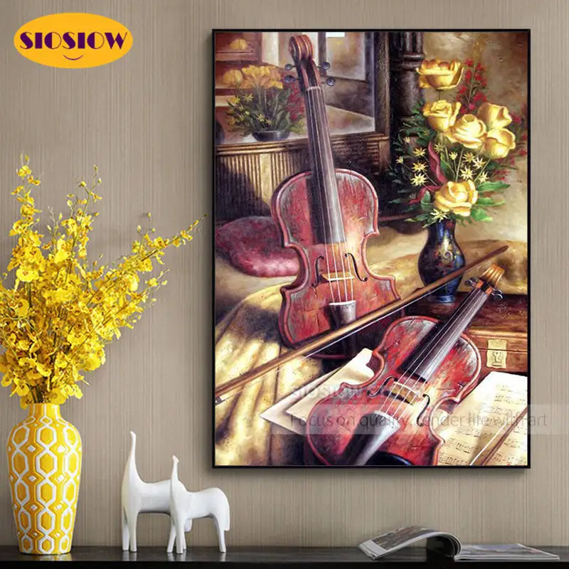 "Сделай сам" - живопись 5D алмазная виолончель Цветок Роза полный квадратный мозаичный вышивка цветов крестом декор для гостиной искусство подарка.