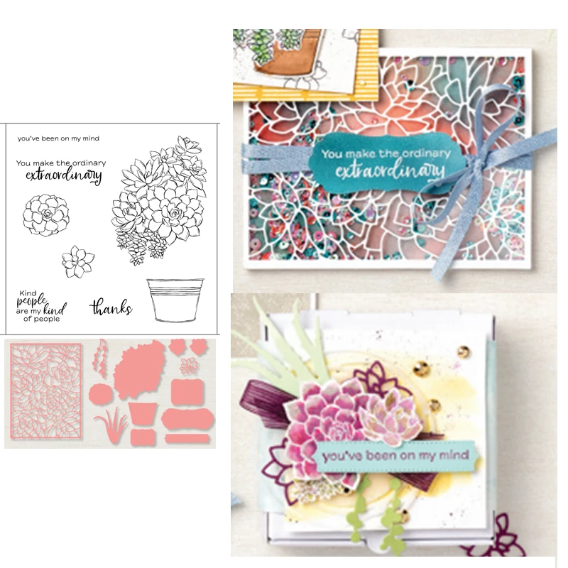 

JC Metal Cutting Dies and Stamps Flower Pot Letters Background Scrapbook Craft Stencil Card Make Album Sheet Decoration Template