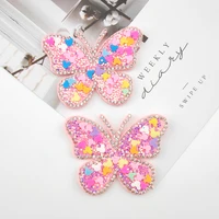10pcs 6 55cm bling rhinestone colorful butterfly charm diy hair clip patch accessories appliques craft