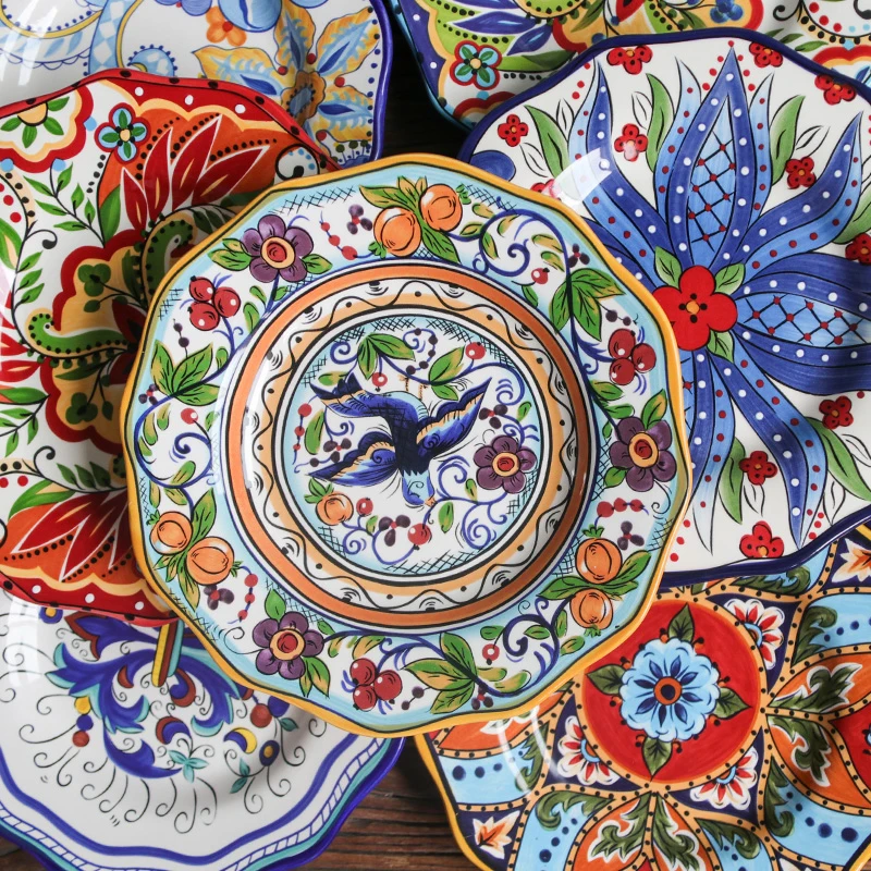 

Color ceramic tableware Western steak plate creative dish plate snak pasta plate home dessert cake plate decoration dish