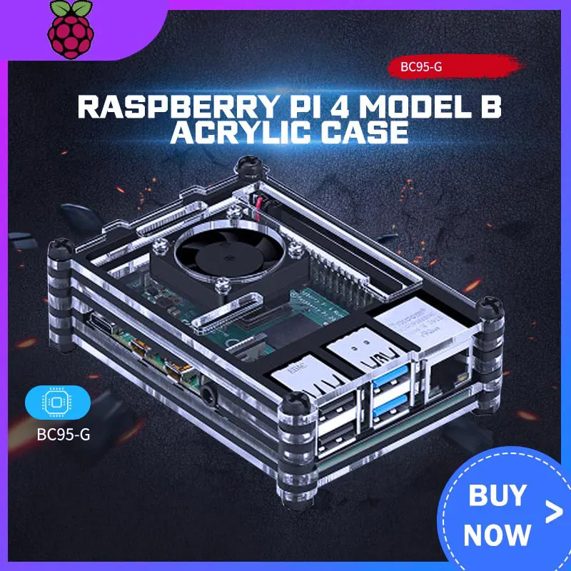 Акриловый чехол Raspberry PI 4 Модель B с вентилятором охлаждения карта SD 32 ГБ мощность 5