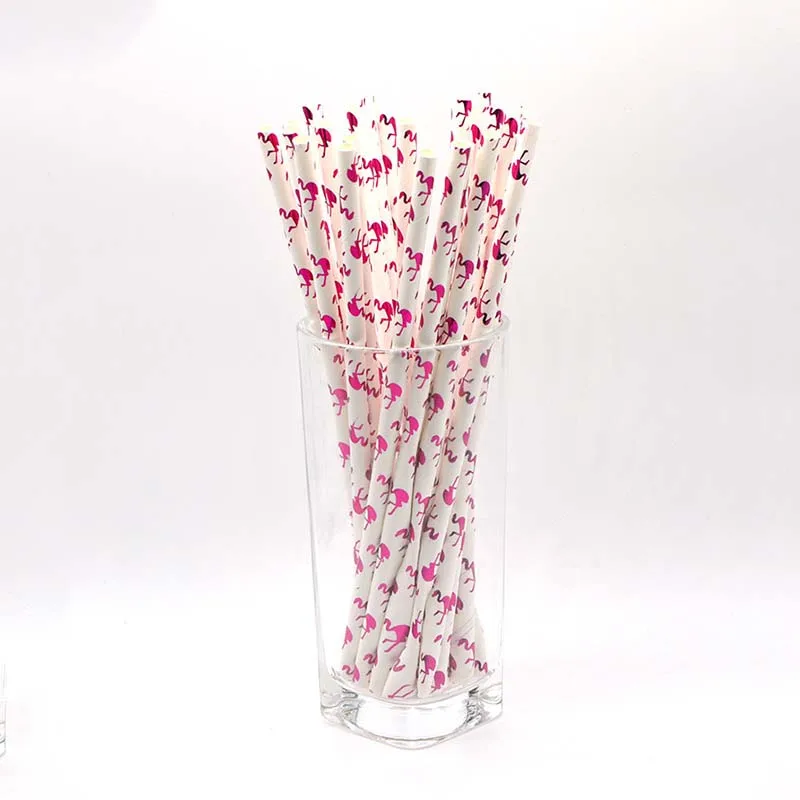 Flamingo 5 25 шт., одноразовые бумажные соломинки, креативные соломинки для питья, украшения для вечеринки в честь Дня Рождения, для детей, для вечеринки в честь свадьбы - Цвет: Flamingo 5