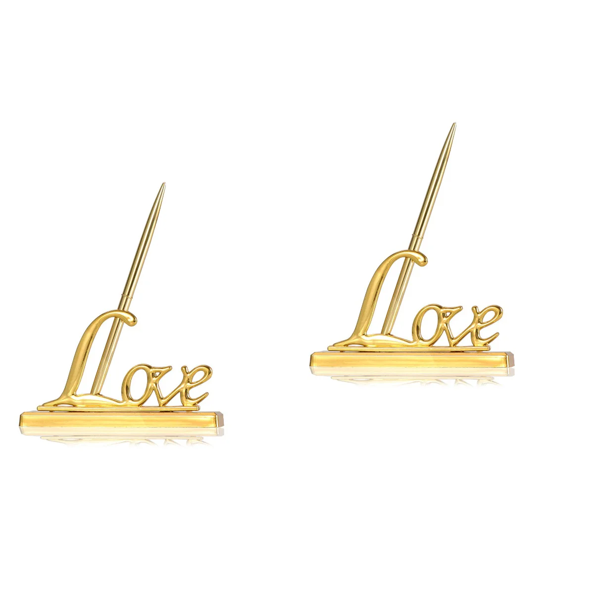 

2pcs Wedding Signing Pen with Gold Plated Metal Love Holder Party Pen Set (Gold)