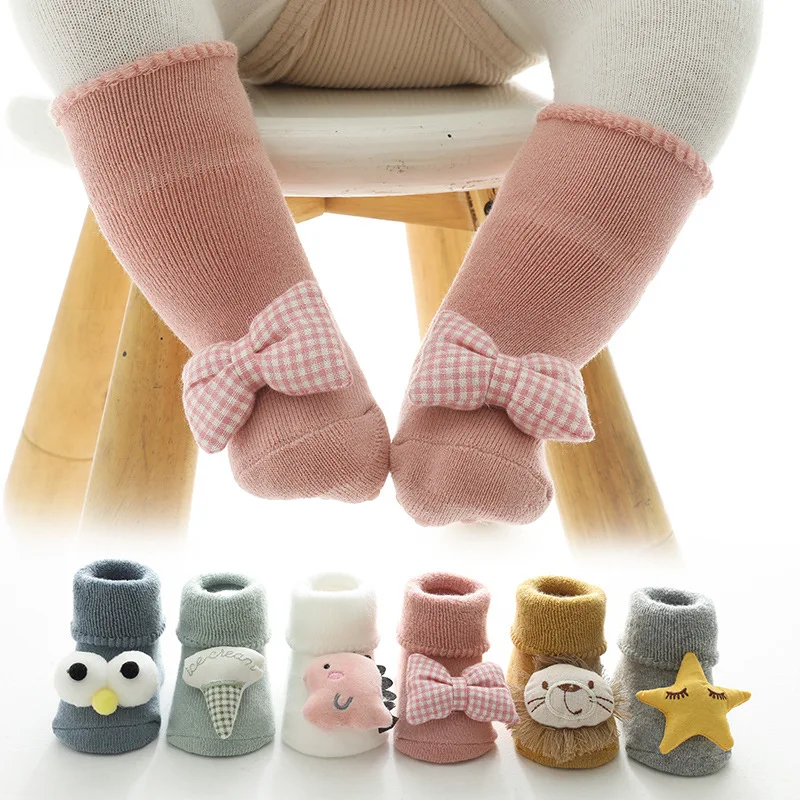 

Toddler Kids Socks Autumn Cute Cartoon Animals Bowknot Knitted Socks Boys and Girls Socks