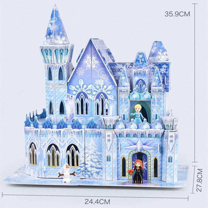 Disney Frozen Castle 3D Jigsaw Puzzle Children's Assembled Model Toy Girl Fighting Open and Close Hut Birthday Gift images - 6