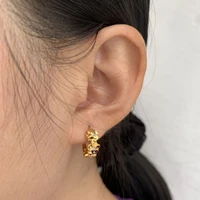 petite flower huggie hoop earrings gold plated small cartilage hoops simple everyday jewelry