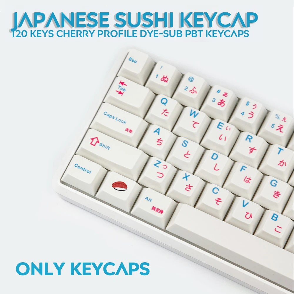 

SUEHIODHY PBT Keycap 120 Key Cherry Profile DYE-SUB Personalise Sushi Japanese Keycaps For Cherry MX Switch Mechanical Keyboard