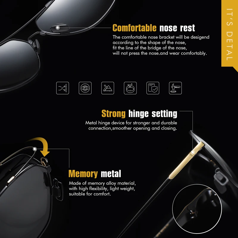 Мужские и женские фотохромные солнцезащитные очки LIOUMO поляризационные с