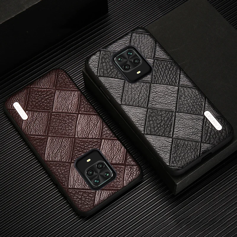 

Genuine Rhombus Leather Case for Redmi Note 9 Pro Note 8 Pro 8T 7 10 Cover For Xiaomi Poco X3 NFC M3 Mi 11 10 9 9T 10T Pro A3 8