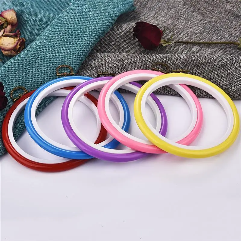

1pc Colorful Embroidery Hoop Plastic Frame Ring DIY Needle Craft Cross Stitch Machine Round Loop Hand Household Sewing Tools