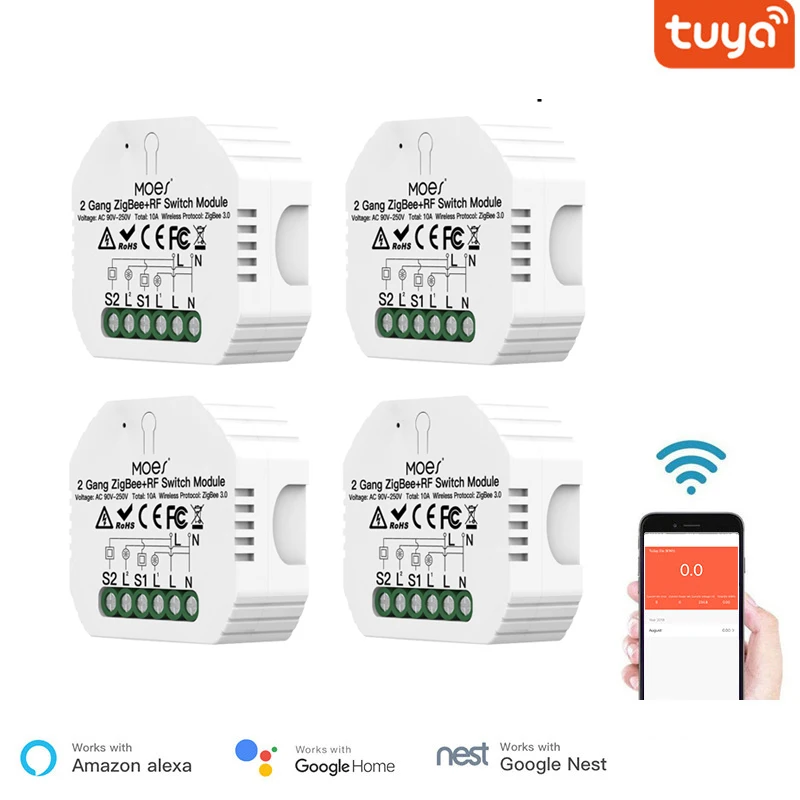 

10A Tuya ZigBee 3,0 Tuya переключатель Wi-Fi светодиодный светильник приложение Smart Life пуш-ап модуль с поддержкой голосовой реле Таймер Google Home Alexa