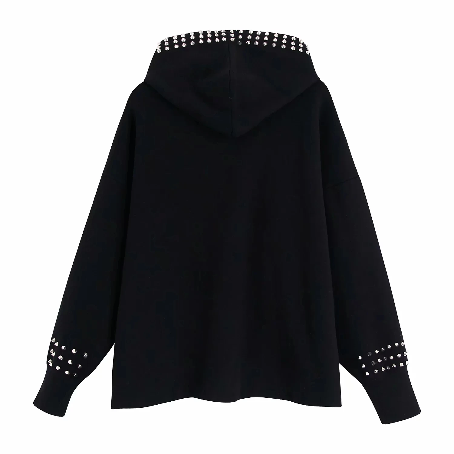 Женская зимняя толстовка с заклепками модные вязанные пуловеры капюшоном zora vicky