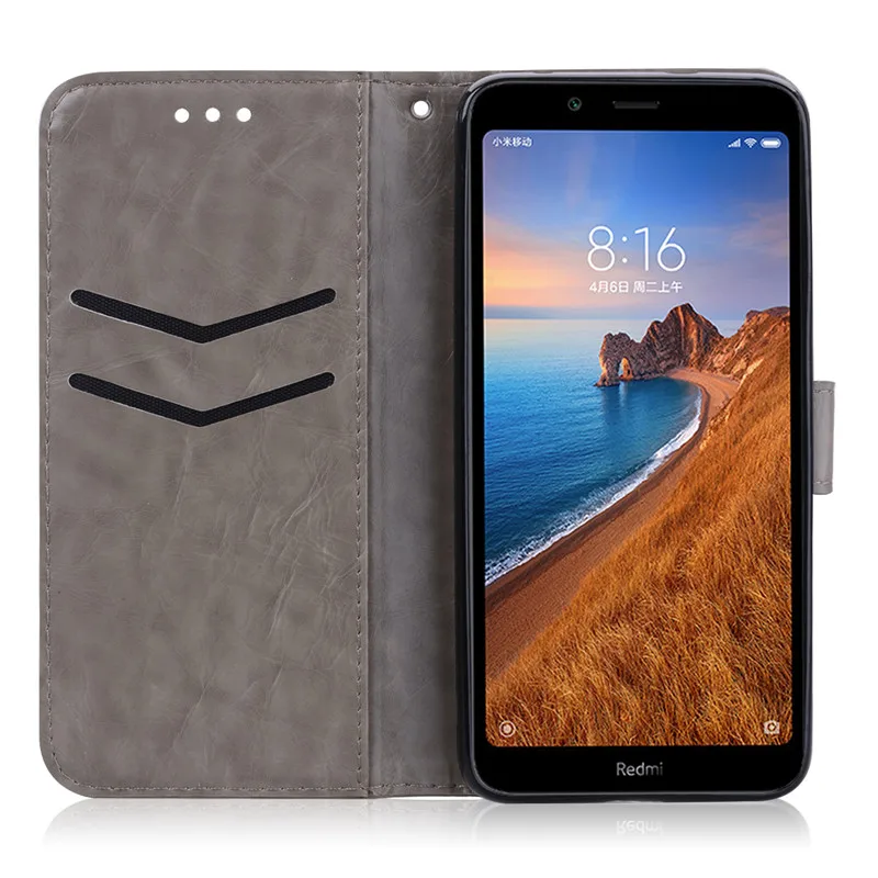 Кожаный чехол для Xiaomi Redmi 7A, чехол Redmi7a, мягкий чехол из ТПУ на заднюю панель, кожаный чехол-книжка для Xiomi Xiaomi Redmi 7A, чехол