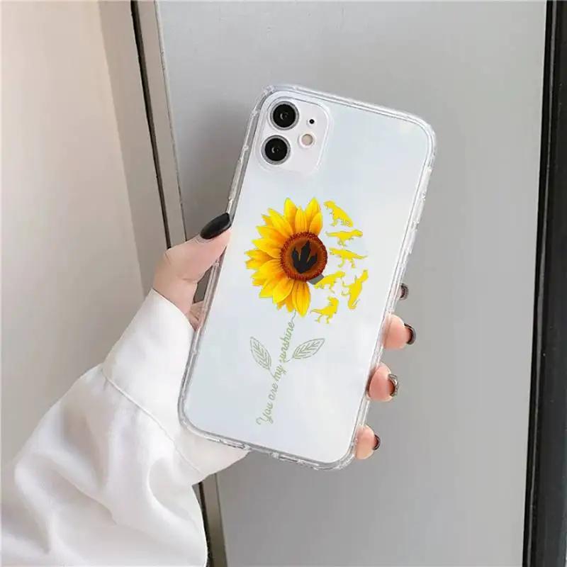 

Sunflower Phone Case Transparent for iPhone 11 12 mini pro XS MAX 8 7 6 6S Plus X 5S SE 2020 XR