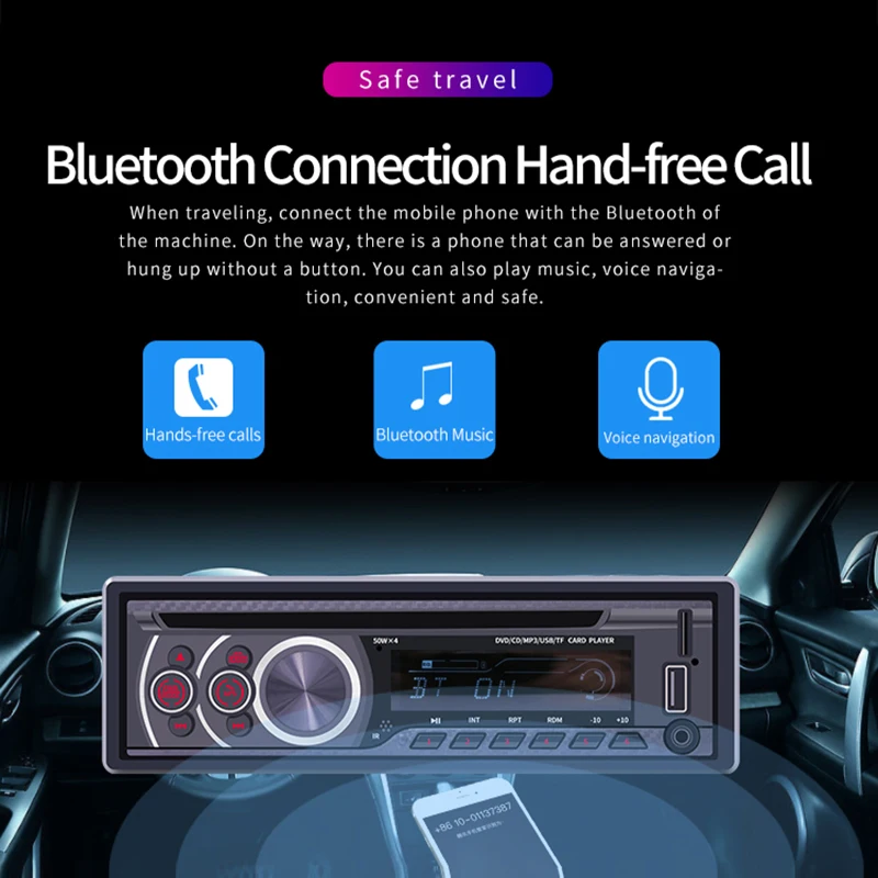 Автомобильный CD VCD dvd-плеер стерео MP3 MP4 плеер с Bluetooth AUX USB FM радио в тире Авторадио Поддержка внешнего воспроизведения видео