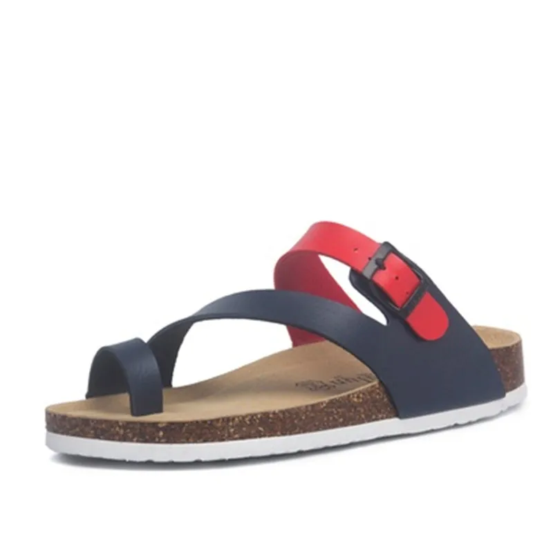Fashion Cartoon Print Cork Slipper New Summer Men Women Patchwork Beach Slides Unisex Peep Toe Buckle Flip Flops Big Size 35-45 | Обувь