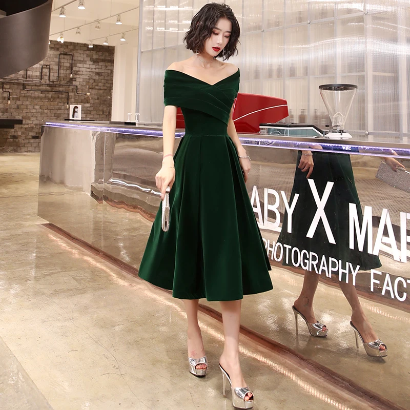 Sexy Short Cocktail Dresses Bridal Banquet Green Verlour Party Formal Dress Lace Up Homecoming Robe De Soiree | Свадьбы и торжества