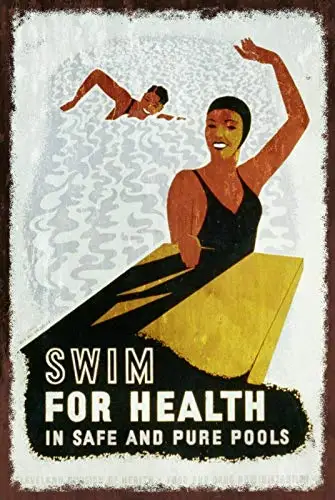 

Swim for Health Information Advert Aged Vintage Retro Style Metal Sign, Pool