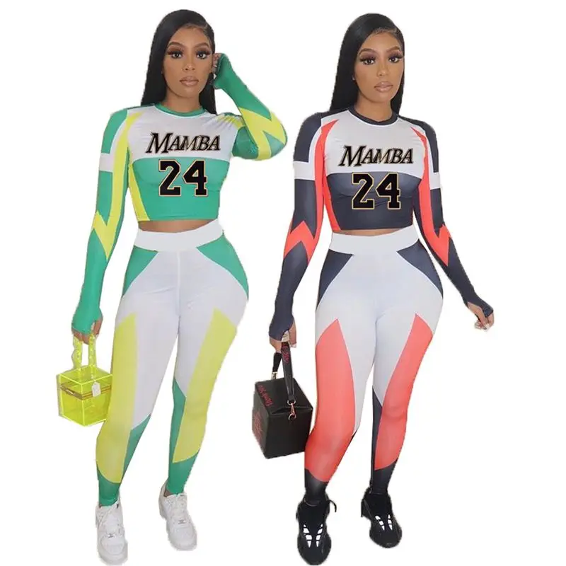 

TNNAOFF Patchwork print 2 Piece Tracksuits Women Set Long Sleeve t shirt Tops fashion Pencil pants streetwear club Matching Sets