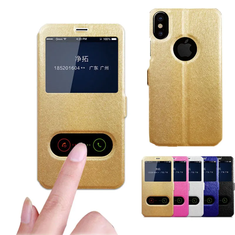Роскошный флип чехол для телефона из искусственной кожи iphone XS XR Max с окошком