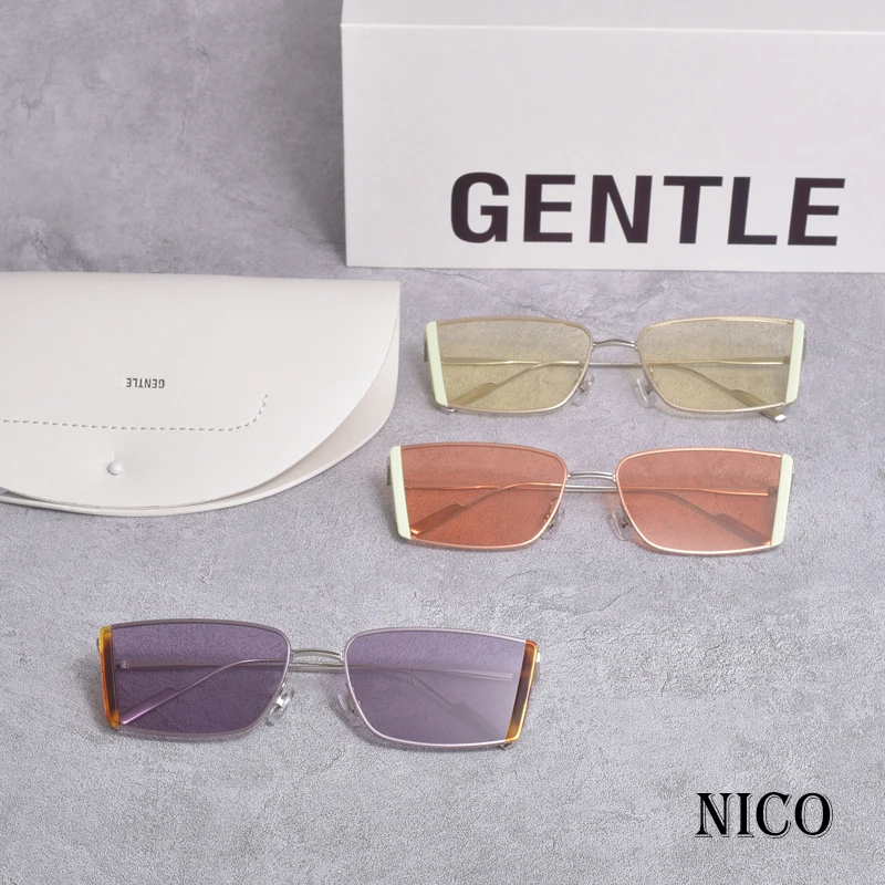 

2021New style glasses frame GENTLE NICO Square Stainless Steel women men sunglasses With original box