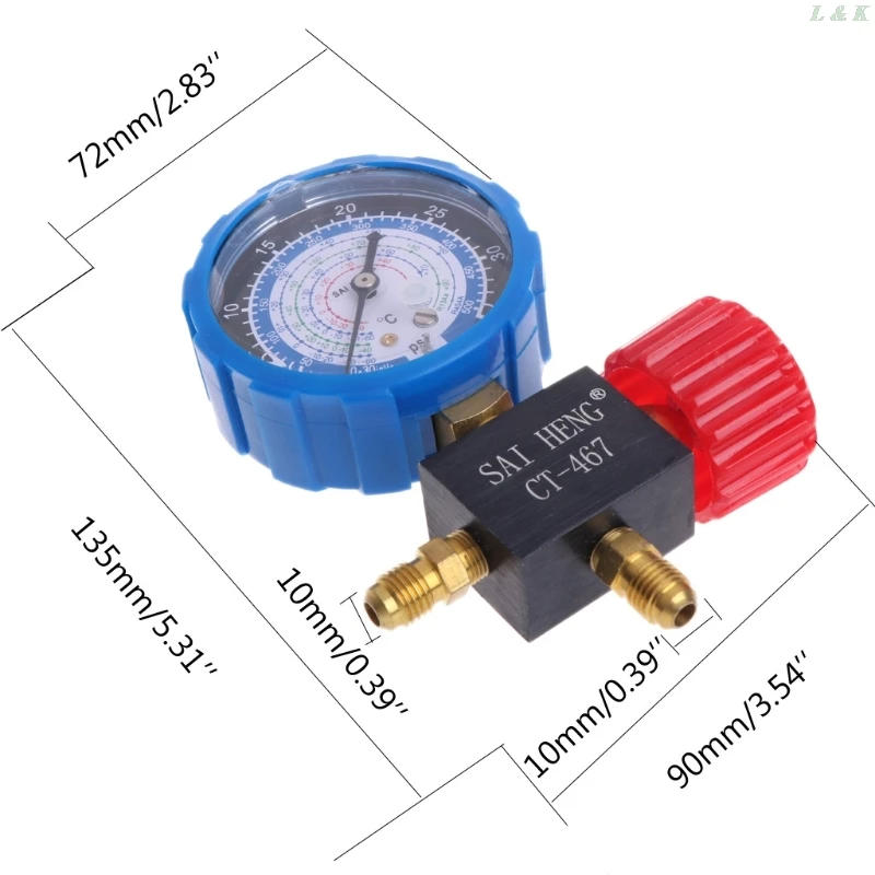 

Air Conditioner Three-Way Single Manifold Gauge Valve R134A R404A R22 R410A