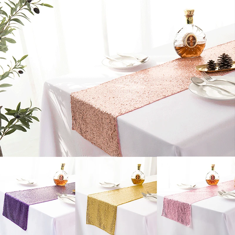 

30*275 см Гипсофила блесток Настольная дорожка для Свадебная вечеринка банкетные украшения для ужина Скатерти блеск домашний текстиль покрыт...