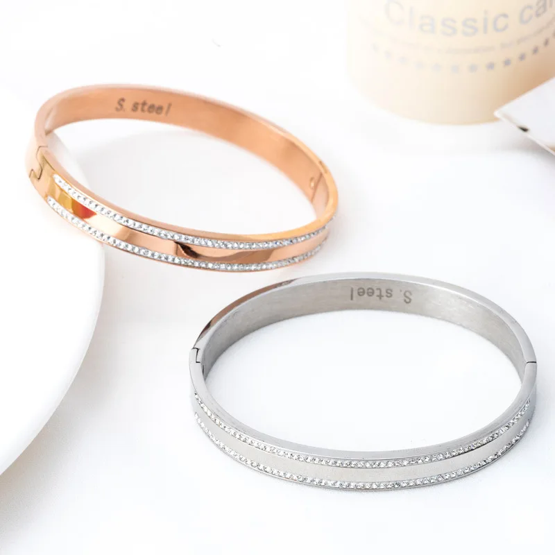 Kpop Новый металлический браслет из нержавеющей стали три вида цвета дизайн сбоку