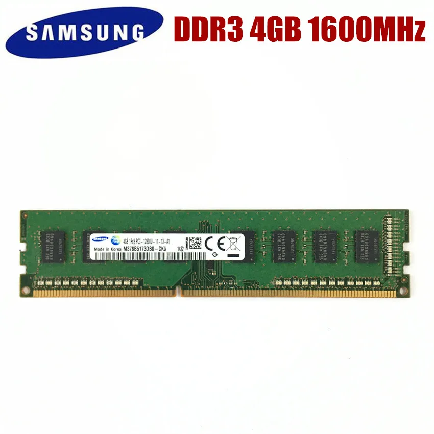 Оперативная память Samsung 4 ГБ DDR3 PC3 PC3L 12800U 1600 МГц ОЗУ для настольного компьютера