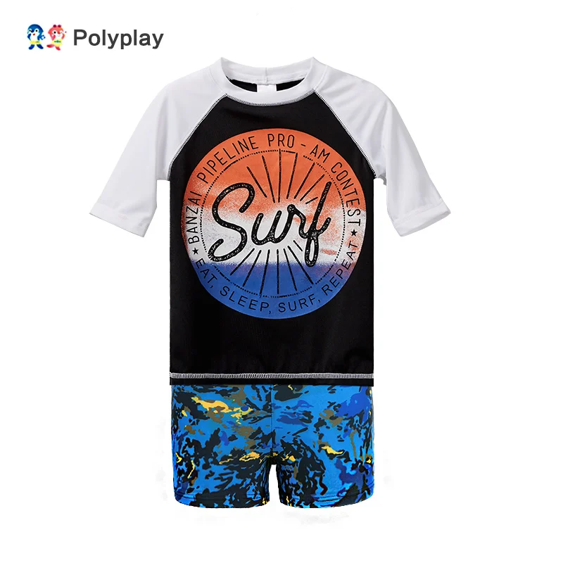 Костюм для серфинга с короткими рукавами мальчиков SPF 50 Одноцветный пляжный