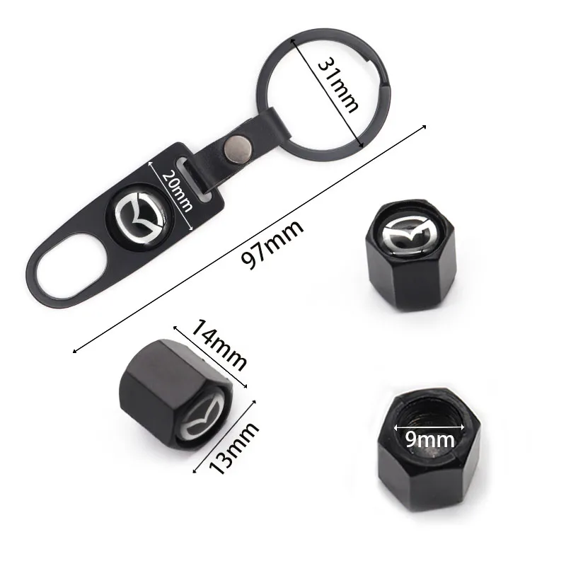 

Car parts 4 car tire valve caps car dust caps and small wrenches can be used as key rings at the same time suitable for Mazda-