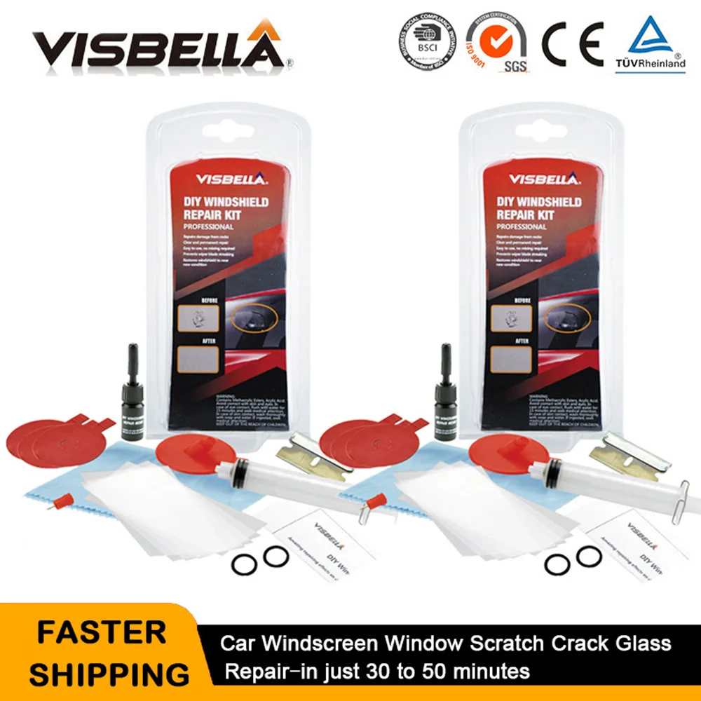 VISBELLA 2 шт. Набор для ремонта ветрового стекла чип трещины стекол|car window repair|window