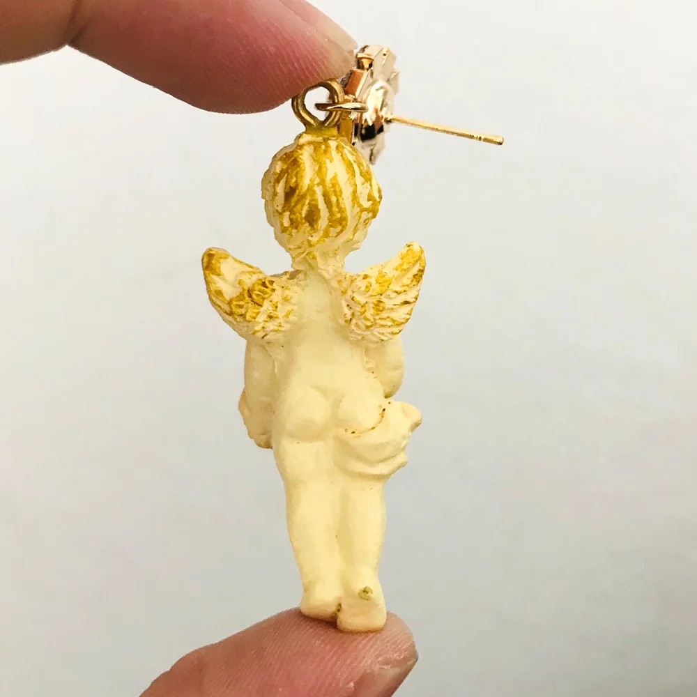 Новые Модные Винтажные серьги подвески в виде ангела с кристаллами и простым